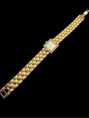 Vintage Bulova Diamond Quartz Watch Gold Overlay  MOP w/ Extra Links